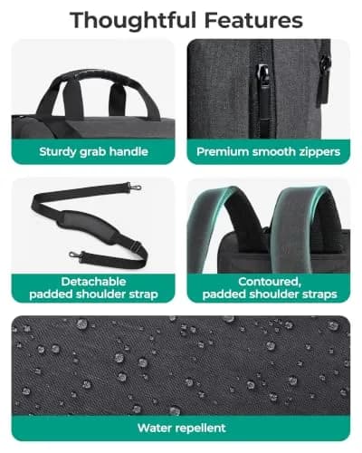 BAGSMART 3-in-1 Expandable Laptop Bag 43.9 cm (17.3 Inch) | Water-Resistant Business Travel Bag thumbnail 7