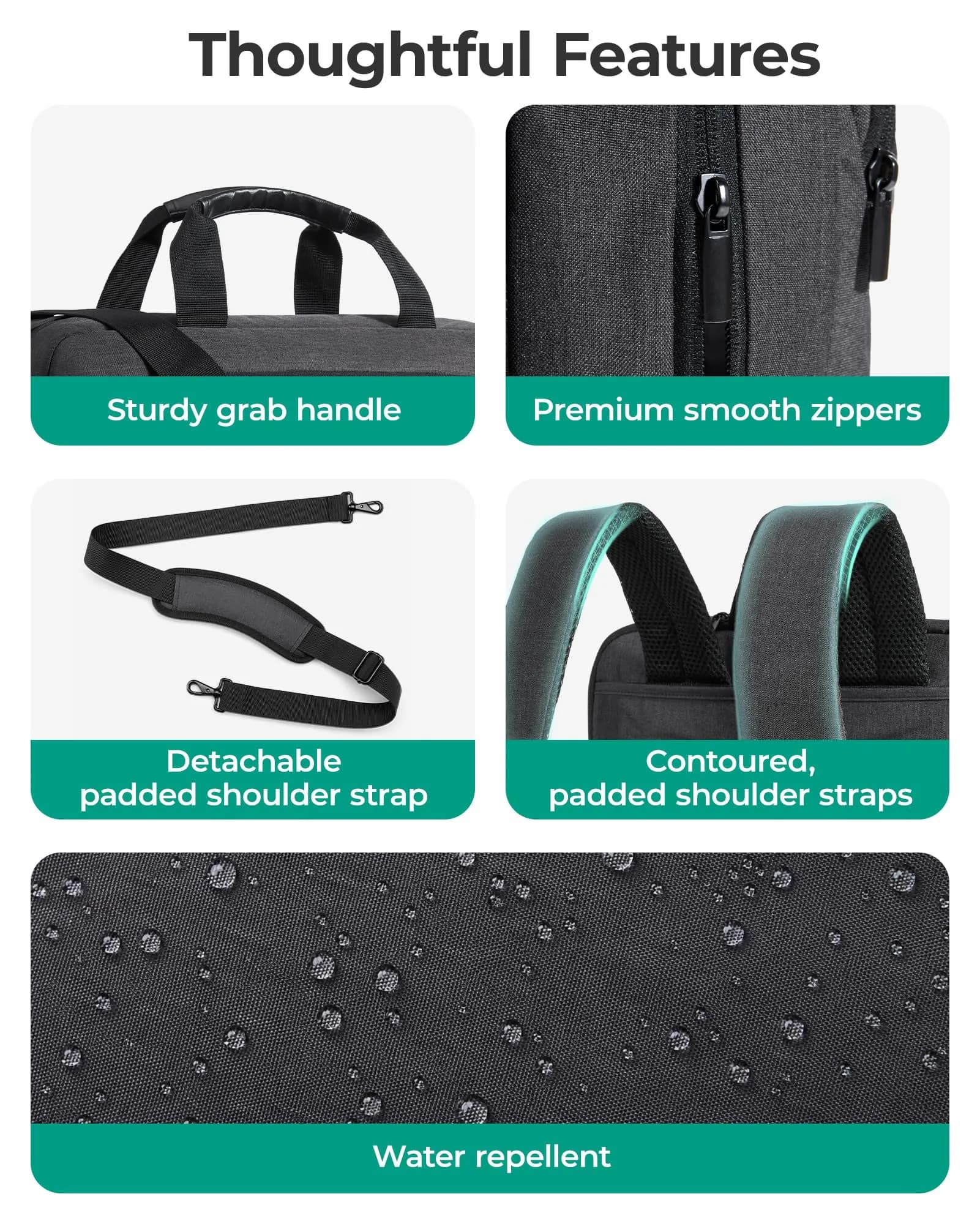 BAGSMART 3-in-1 Expandable Laptop Bag 43.9 cm (17.3 Inch) | Water-Resistant Business Travel Bag - view 7