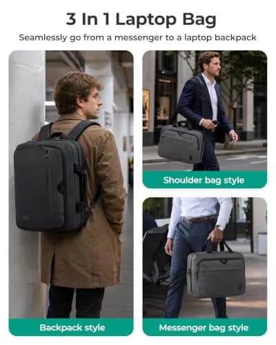BAGSMART 3-in-1 Expandable Laptop Bag 43.9 cm (17.3 Inch) | Water-Resistant Business Travel Bag thumbnail 2