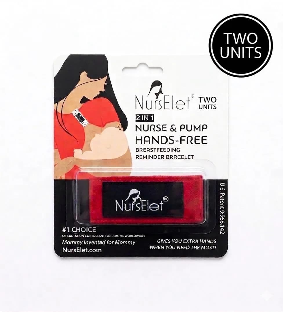 NursElet Nursing Bracelet, Hands-Free Shirt Holder & Breastfeeding Reminder (Baby Bonding - 2 Pack, Cotton Blend) - view 2
