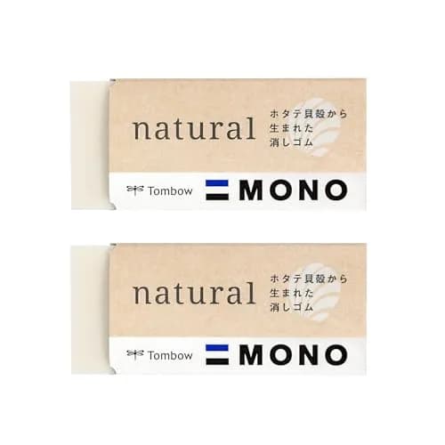 Tombow MONO Natural Eraser 2-Pack (8.79cm x 1.4cm x 14.91cm) | Biomass-Derived, PVC-Free Art Eraser thumbnail 2