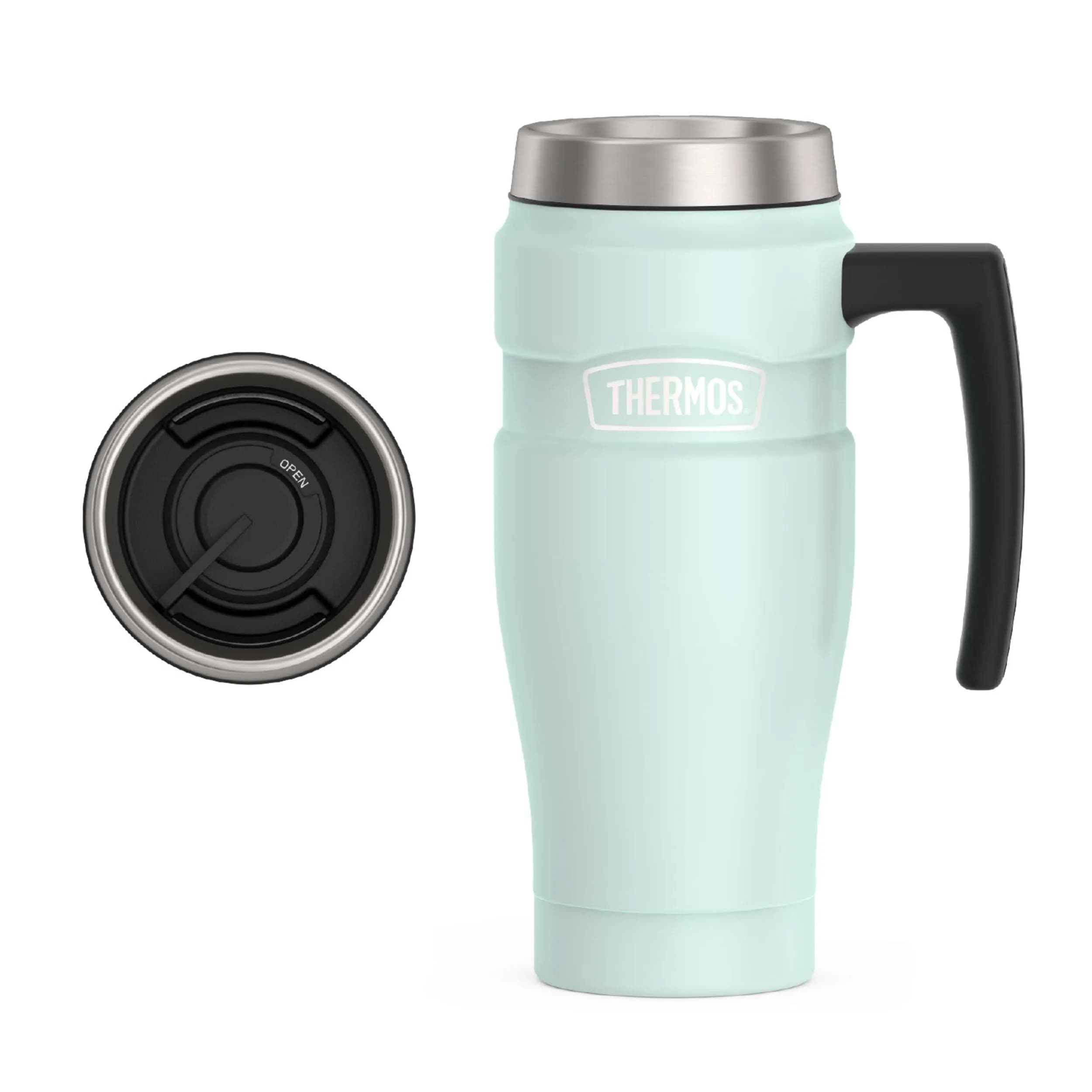 THERMOS Stainless King 16oz Travel Tumbler Mug with Handle, Matte Light Blue - main product image