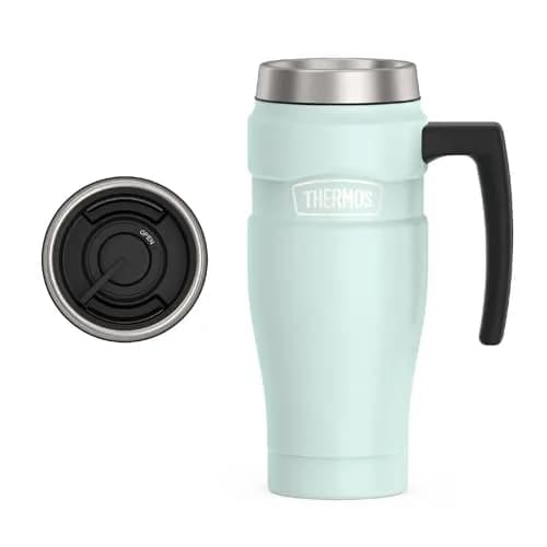 THERMOS Stainless King 16oz Travel Tumbler Mug with Handle, Matte Light Blue thumbnail 1