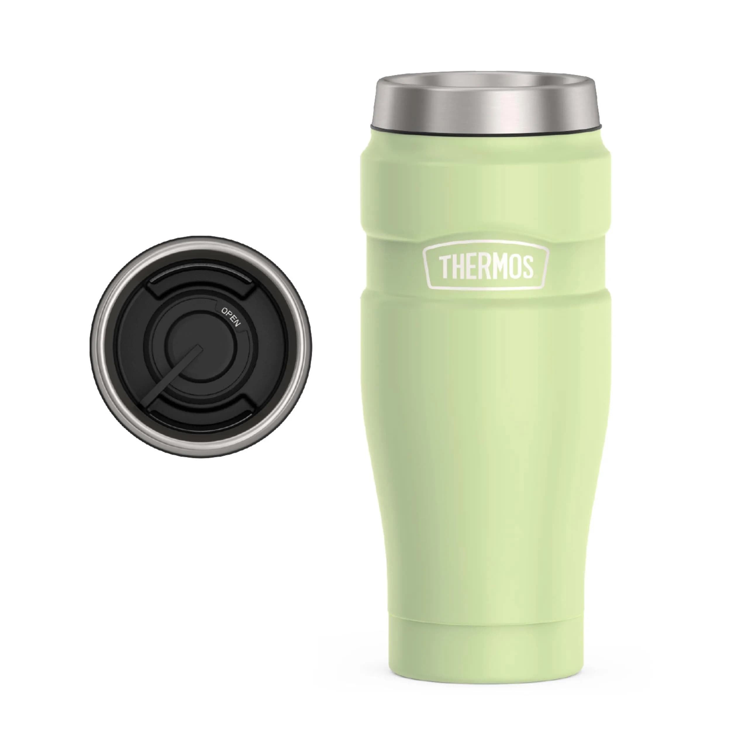 THERMOS Stainless King 16oz Travel Tumbler - Matte Green: Hot 7 Hrs, Cold 18 Hrs - main product image