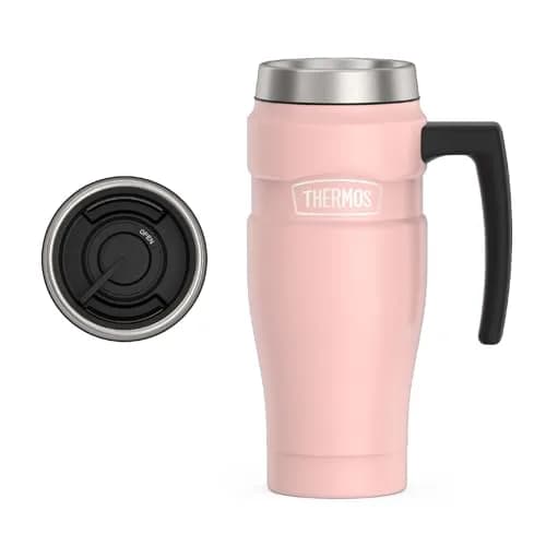 THERMOS Stainless King 16oz Travel Mug with Handle, Matte Pink - Insulated Tumbler - main product image