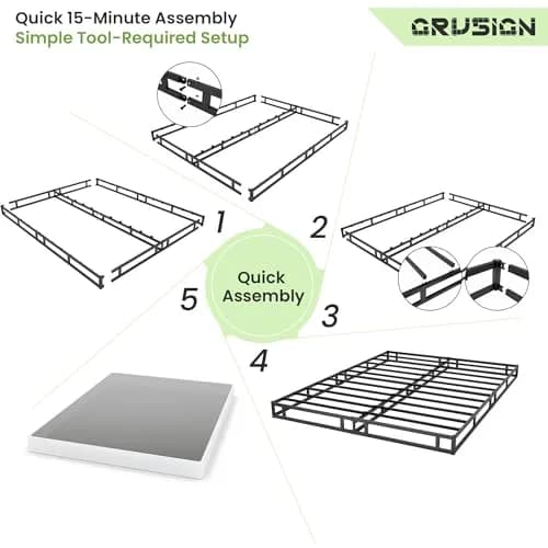 GRUSIGN 7 Inch Box Spring for King Bed | Heavy Duty Steel Frame, Low Profile, Quiet Assembly thumbnail 8