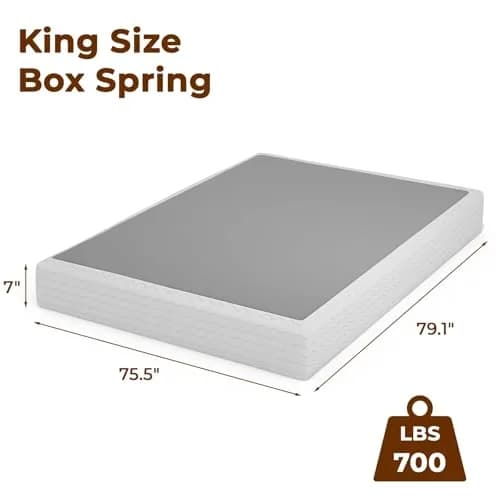 GRUSIGN 7 Inch Box Spring for King Bed | Heavy Duty Steel Frame, Low Profile, Quiet Assembly thumbnail 3