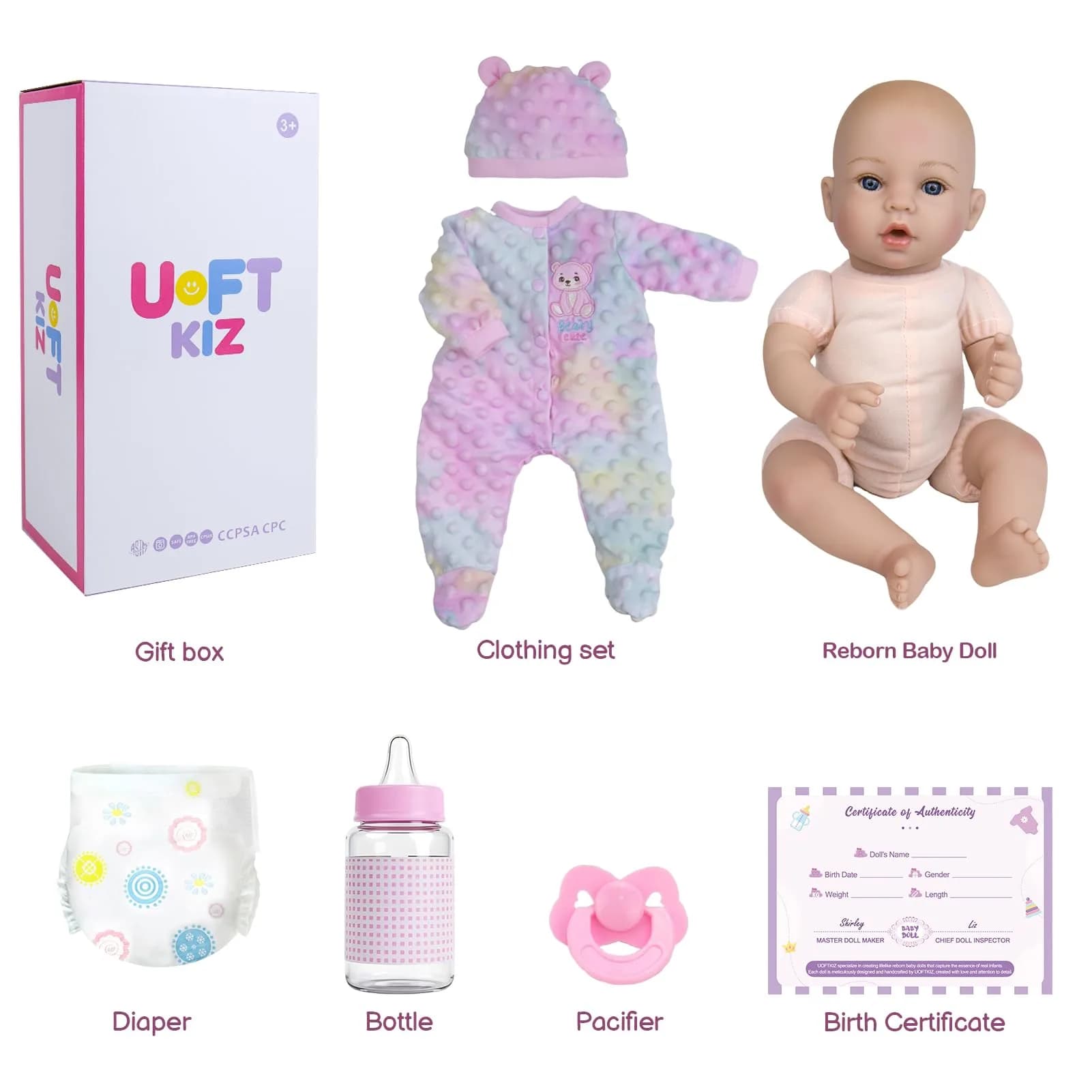 UOFTKIZ Realistic Reborn Baby Doll - 18 Inch Lifelike Baby Girl Doll with Soft Weighted Body | Ages 3+ - view 7