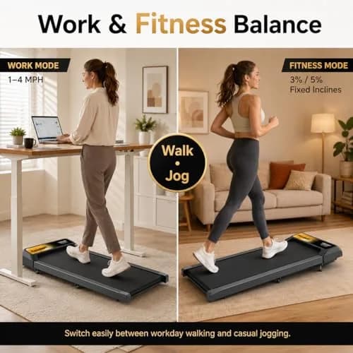 HOELLL Walking Pad Treadmill with 5% Incline | Compact, Quiet & Space-Saving for Home & Office thumbnail 4