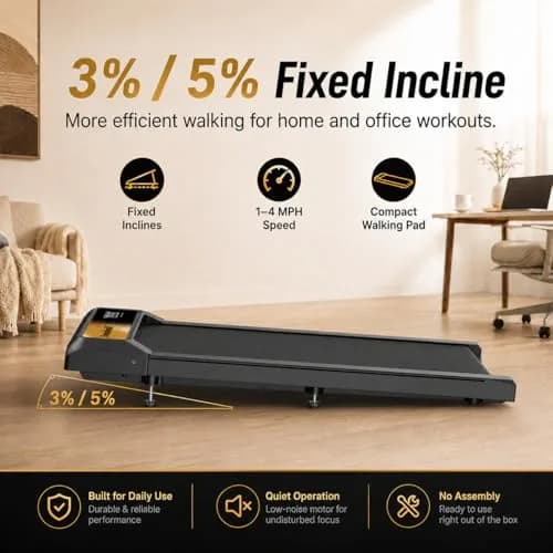HOELLL Walking Pad Treadmill with 5% Incline | Compact, Quiet & Space-Saving for Home & Office thumbnail 2