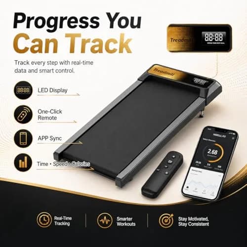 HOELLL Walking Pad Treadmill with 5% Incline | Compact, Quiet & Space-Saving for Home & Office thumbnail 3