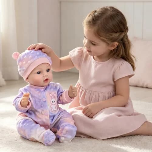UOFTKIZ Realistic Reborn Baby Doll 18-inch Purple Rabbit Theme | Lifelike Nurturing Play for Ages 3+ thumbnail 5