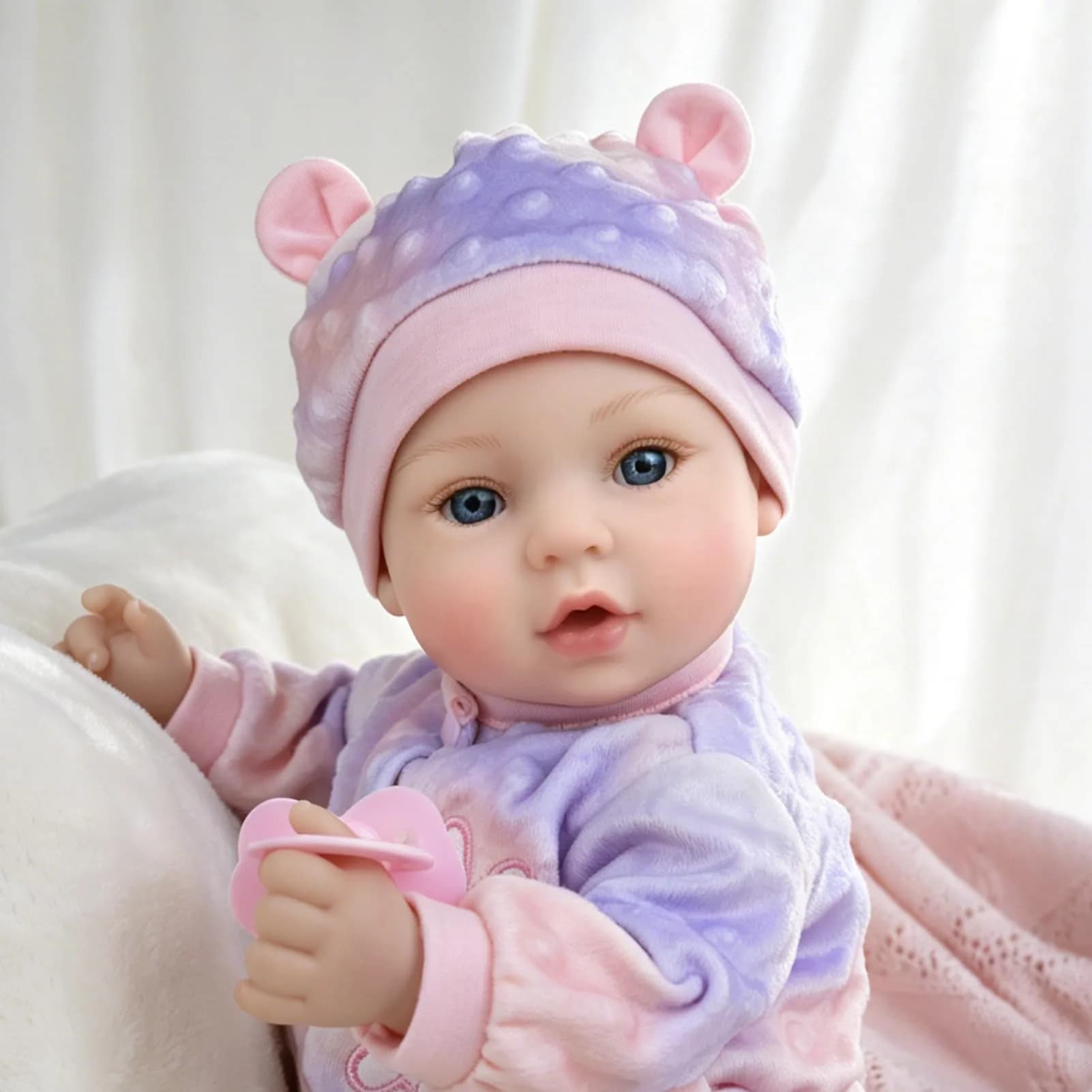 UOFTKIZ Realistic Reborn Baby Doll 18-inch Purple Rabbit Theme | Lifelike Nurturing Play for Ages 3+ - view 2