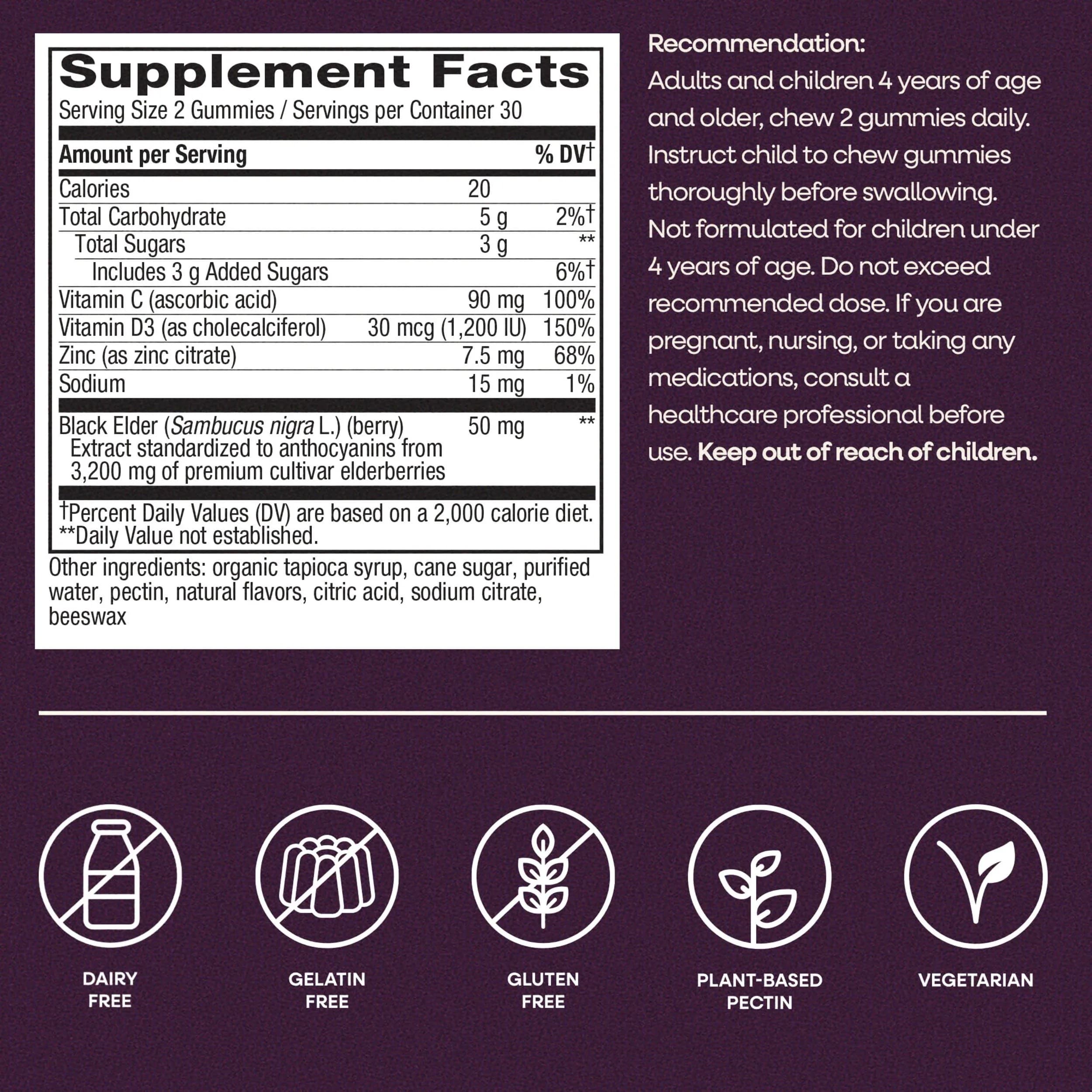 Nature's Way Sambucus Elderberry Gummies for Immune Support, 60 Gummies - view 7