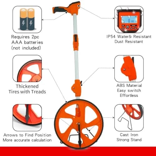 Zozen Measuring Wheel Digital Display, Imperial/Metric,12.5” Orange Roller | High Precision, Waterproof & Portable thumbnail 7
