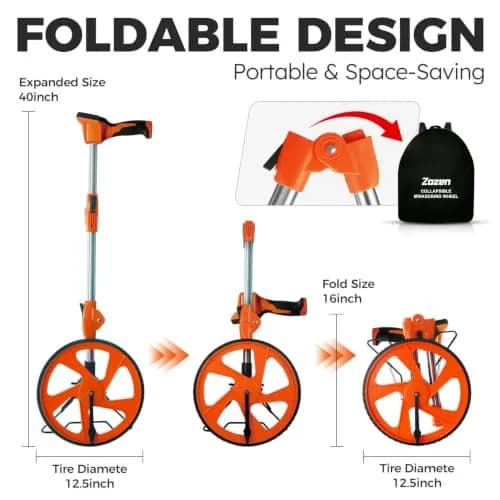 Zozen Measuring Wheel Digital Display, Imperial/Metric,12.5” Orange Roller | High Precision, Waterproof & Portable thumbnail 3