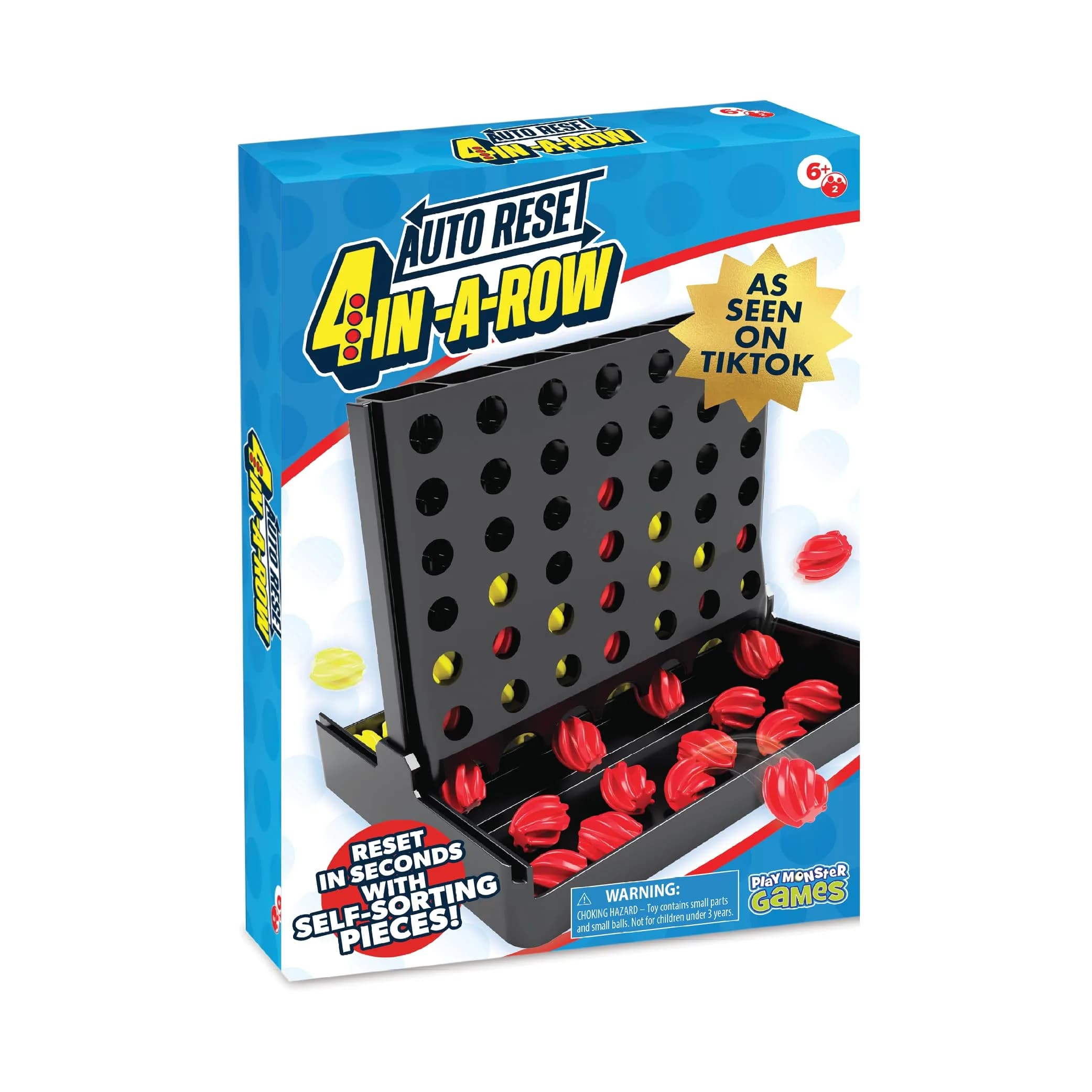 PlayMonster Auto Reset 4-in-a-Row Board Game | Educational Tabletop Game for Kids Ages 6+ - main product image
