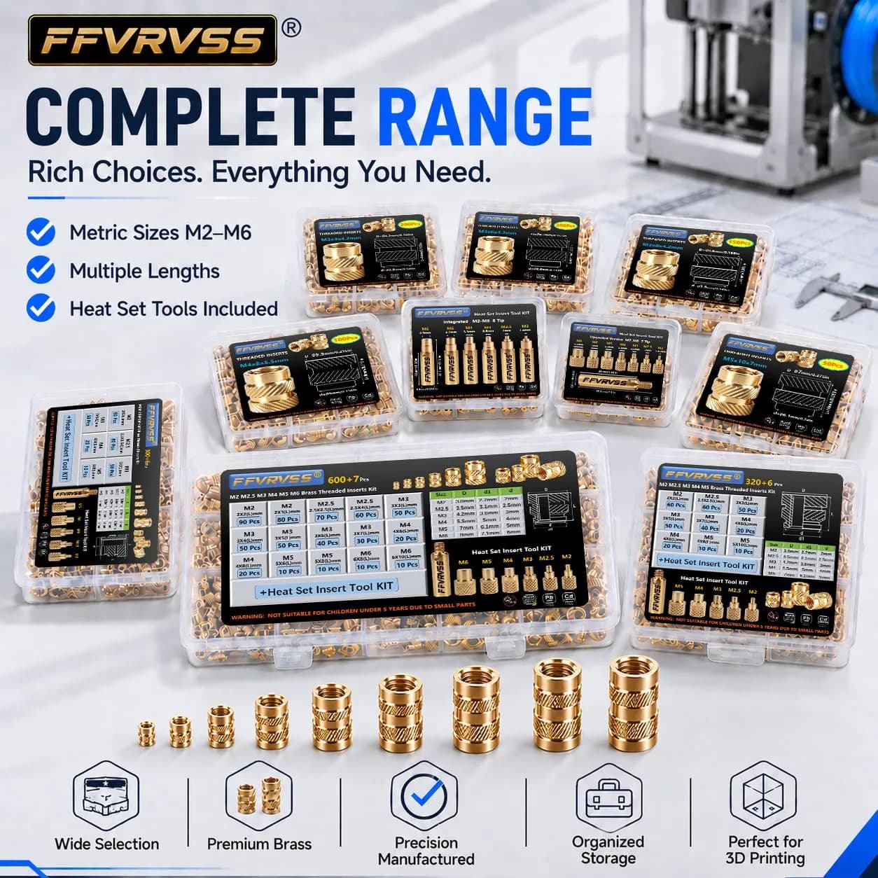 FFVRVSS M3 Brass Threaded Inserts Kit 200Pcs (M3x4x4.2mm) | Heat Set for 3D Printing - view 7
