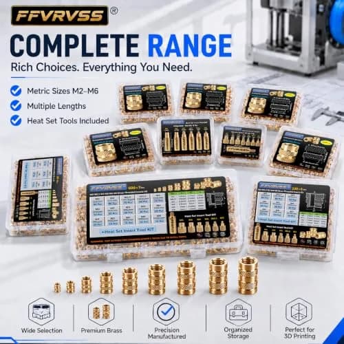 FFVRVSS M3 Brass Threaded Inserts Kit 200Pcs (M3x4x4.2mm) | Heat Set for 3D Printing thumbnail 7