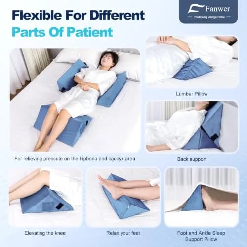 Fanwer Positioning Wedge Pillow for Side Sleeping (3 in 1),19.69",LightBlue | Adjustable Support for Bed & Post-Surgery Recovery thumbnail 5