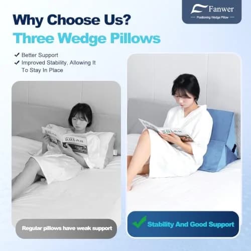 Fanwer Positioning Wedge Pillow for Side Sleeping (3 in 1),19.69",LightBlue | Adjustable Support for Bed & Post-Surgery Recovery thumbnail 7