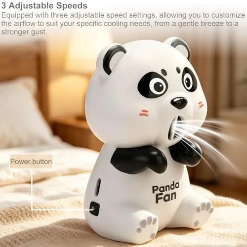 DFOBUNDO Clip-On Cooling Fan for Cups - 3 Speeds, Rechargeable, Panda Style | 5.5 cm (2.17 in) Height thumbnail 3
