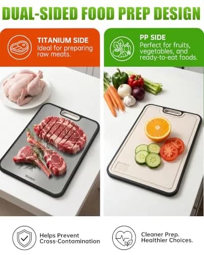 Washour Titanium Cutting Board 15" x 10" | Dual-Sided Food Grade Kitchen Essential thumbnail 4