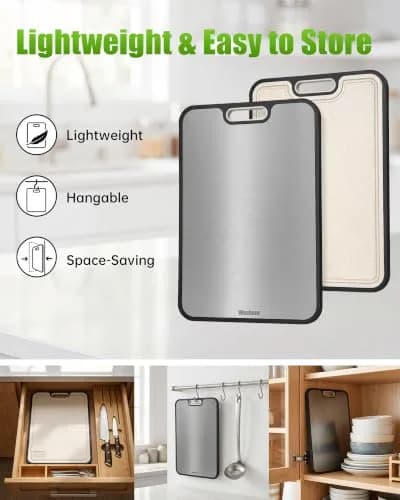 Washour Titanium Cutting Board 15" x 10" | Dual-Sided Food Grade Kitchen Essential thumbnail 3