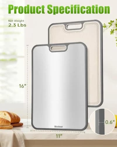 Washour Titanium Cutting Board Set of 3 | Double-Sided, 16" x 11" | Non-Toxic, Hygienic & Durable thumbnail 4