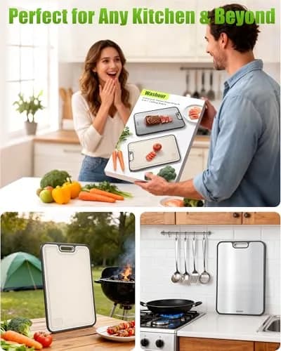 Washour Titanium Cutting Board Set of 3 | Double-Sided, 16" x 11" | Non-Toxic, Hygienic & Durable thumbnail 7