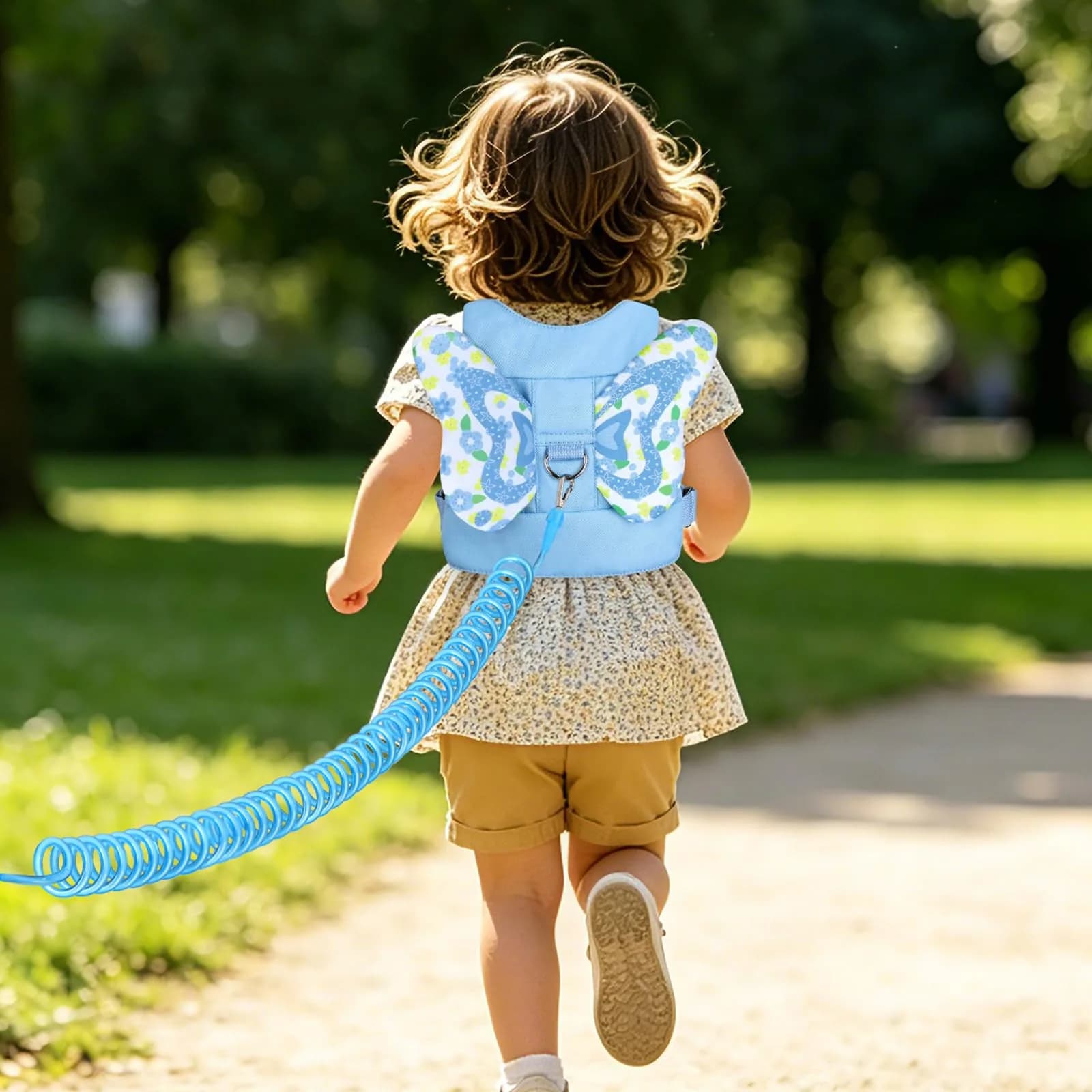 Accmor Butterfly Toddler Harness Leash with Anti-Lost Wrist Link, Sky Blue/Love, 1-5 Years | Secure Walking Assistant for Girls - view 2