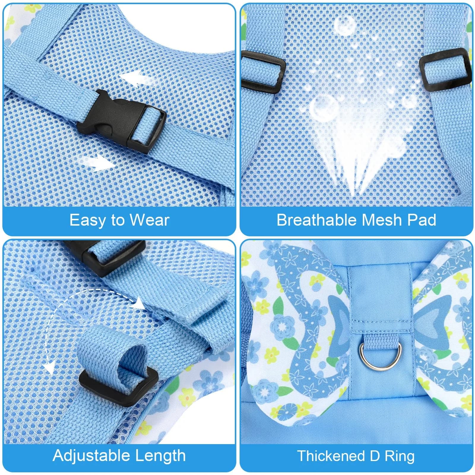 Accmor Butterfly Toddler Harness Leash with Anti-Lost Wrist Link, Sky Blue/Love, 1-5 Years | Secure Walking Assistant for Girls - view 4