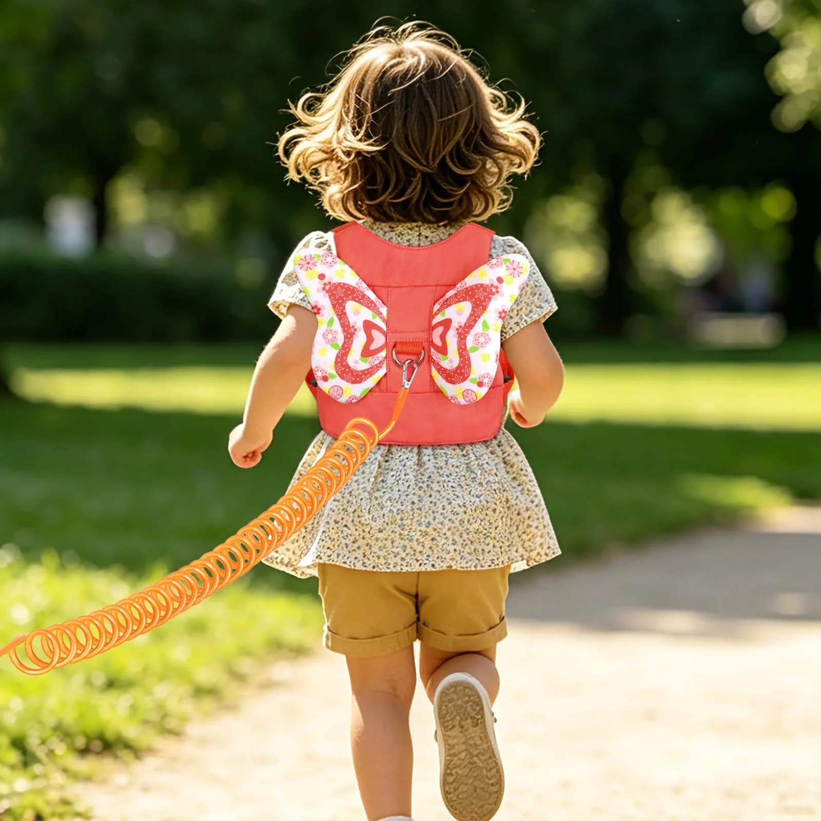 Accmor Orange/Love Butterfly Toddler Harness Leash with Anti-Lost Wrist Link for Girls, 1-5 Years - view 2