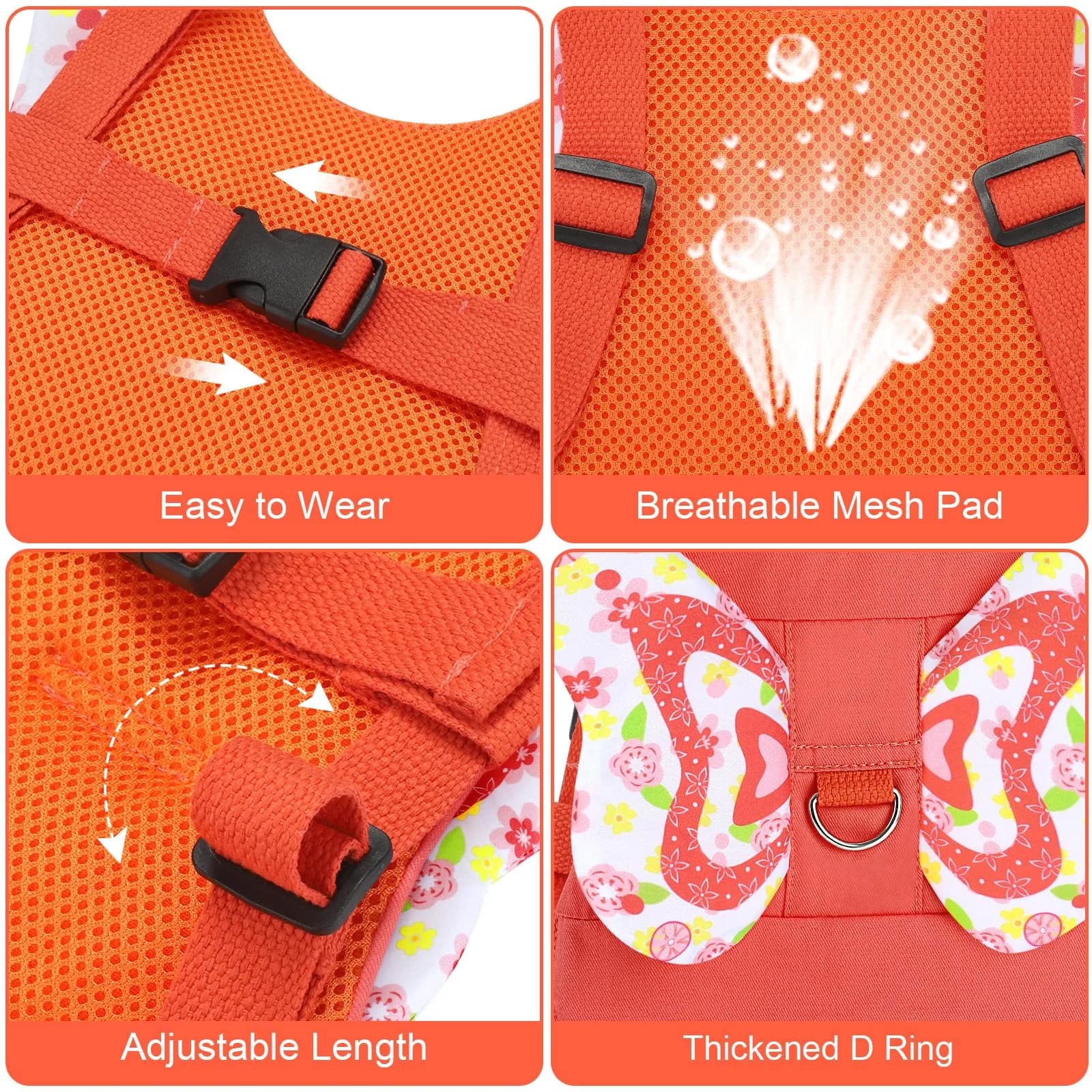 Accmor Orange/Love Butterfly Toddler Harness Leash with Anti-Lost Wrist Link for Girls, 1-5 Years - view 4