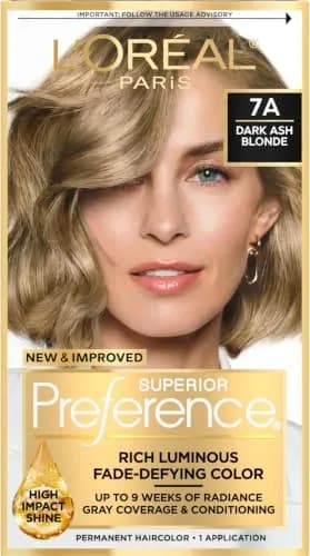 L'Oreal Paris Superior Preference Permanent Hair Color - Dark Ash Blonde 7A, 1 Kit thumbnail 1