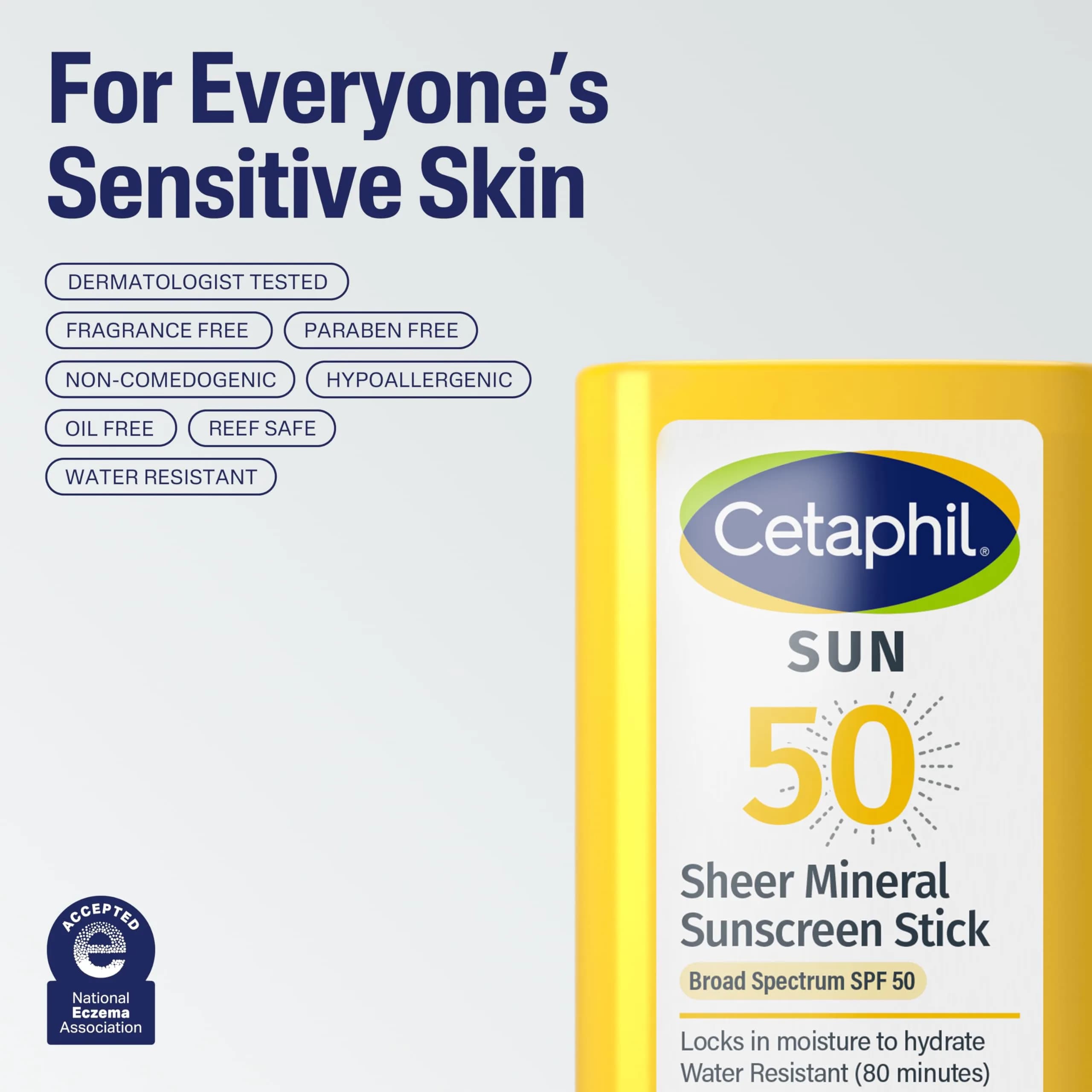Cetaphil Sheer Mineral Sunscreen Stick SPF 50, 0.5 Fl Oz (15ml) | Broad Spectrum UVA/UVB Protection for Sensitive Skin - view 6