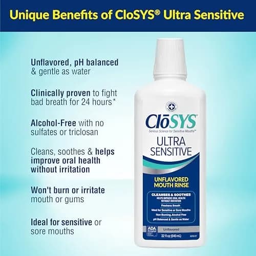CloSYS Ultra Sensitive Mouthwash, 32 Oz (946ml) Bottles, Pack of 12 | Gentle Alcohol-Free Oral Rinse for Sensitive Mouths thumbnail 3