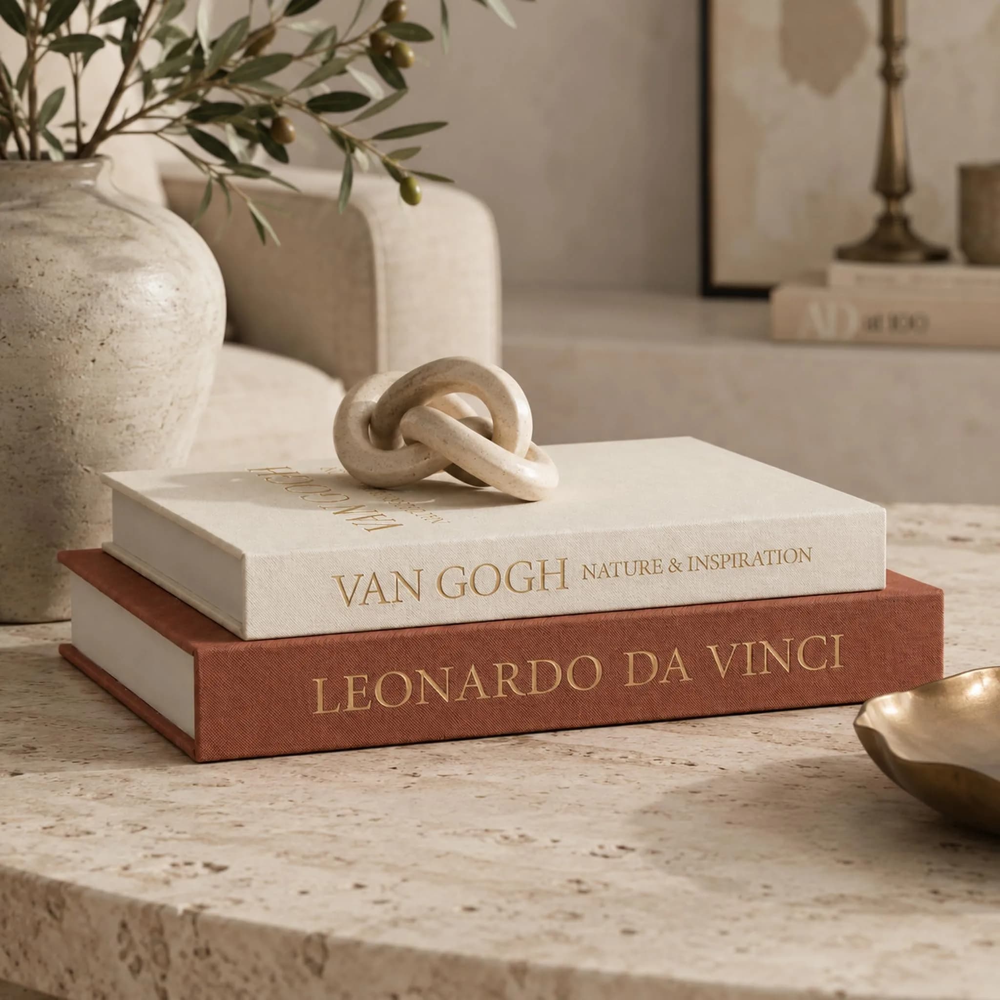 Inoostar Aesthetic Decorative Books Set of 2 Linen Boxes 20 cm (7.87") | Enhance Coffee Table, Bookshelf or Mantle Decor - view 4