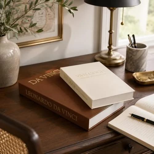 Inoostar Aesthetic Decorative Books Set of 2 Linen Boxes 20 cm (7.87") | Enhance Coffee Table, Bookshelf or Mantle Decor thumbnail 5