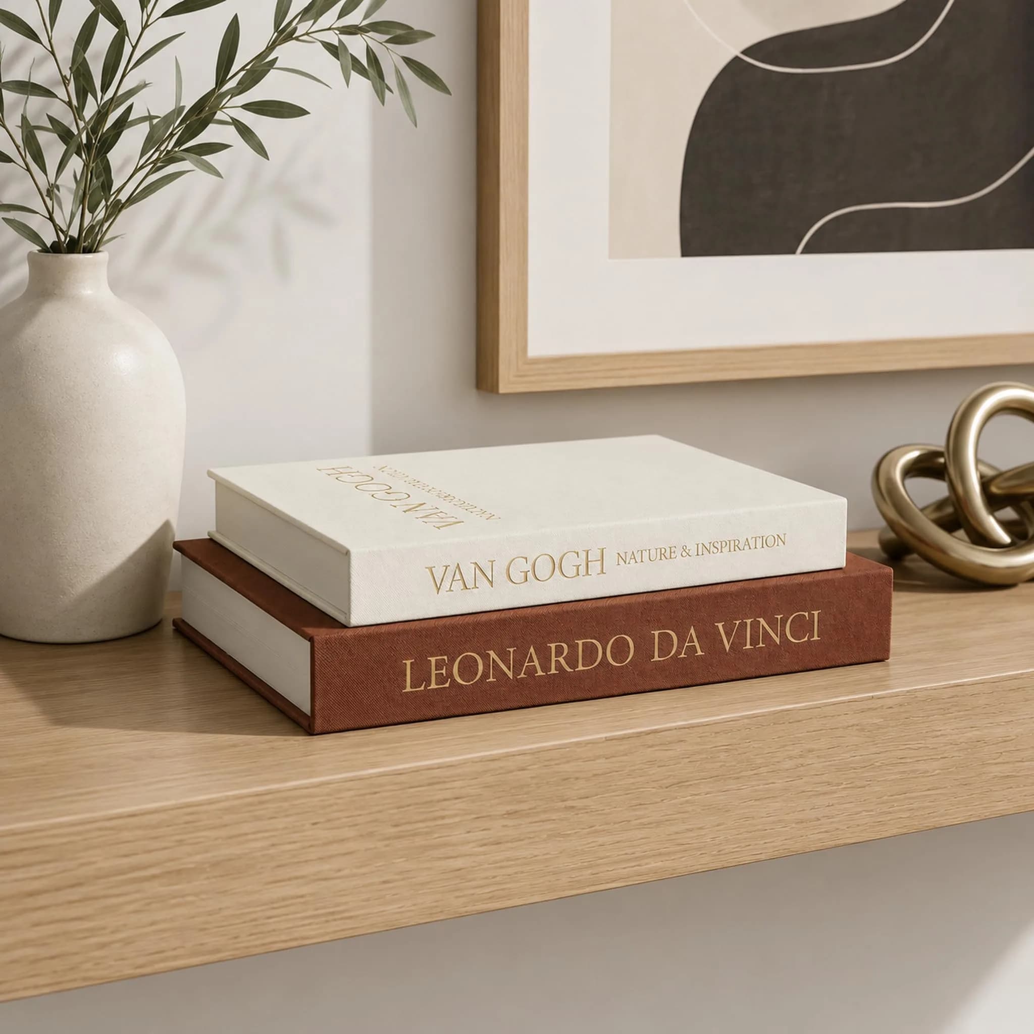 Inoostar Aesthetic Decorative Books Set of 2 Linen Boxes 20 cm (7.87") | Enhance Coffee Table, Bookshelf or Mantle Decor - view 2
