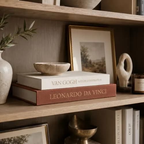 Inoostar Aesthetic Decorative Books Set of 2 Linen Boxes 20 cm (7.87") | Enhance Coffee Table, Bookshelf or Mantle Decor thumbnail 3