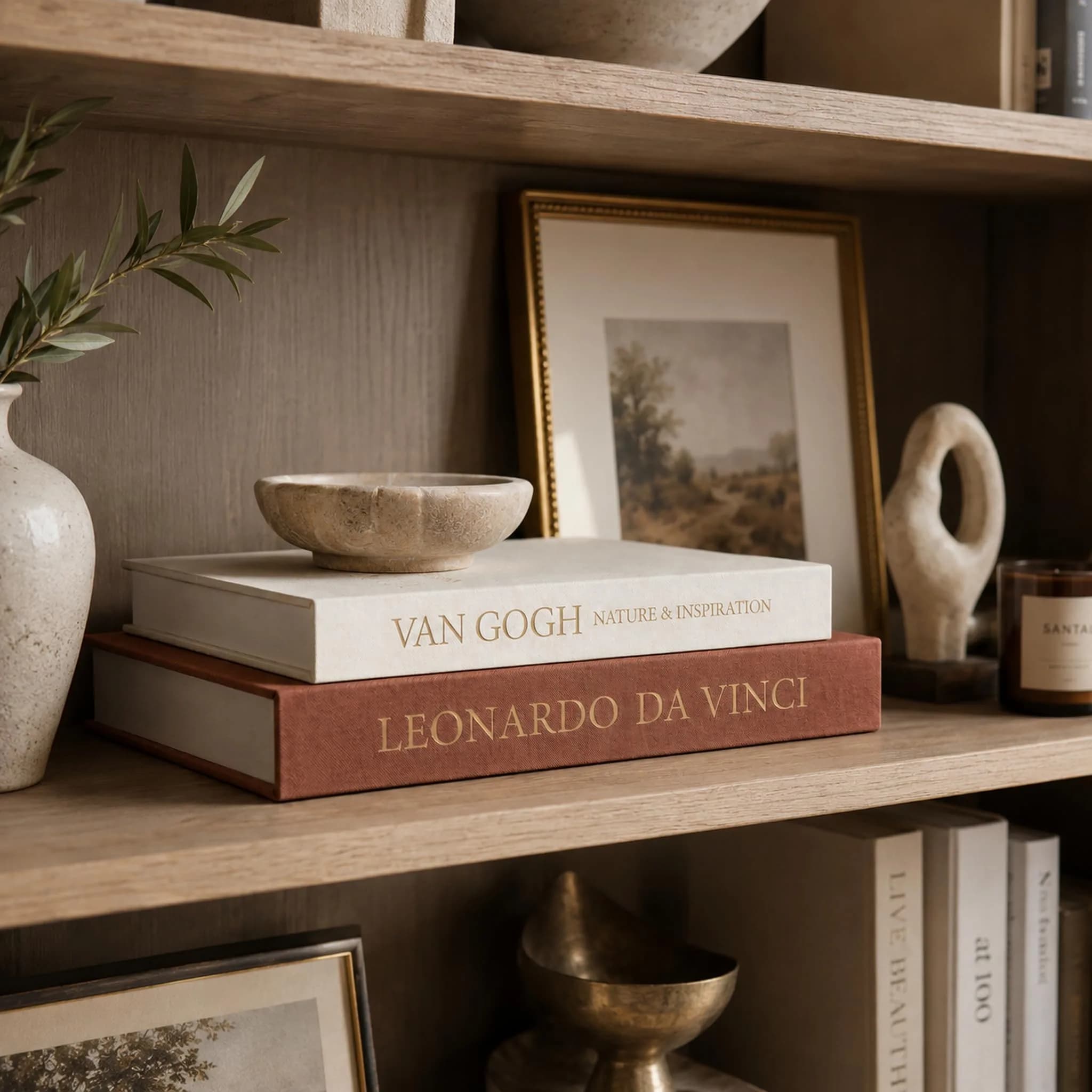 Inoostar Aesthetic Decorative Books Set of 2 Linen Boxes 20 cm (7.87") | Enhance Coffee Table, Bookshelf or Mantle Decor - view 3