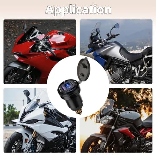 DaierTek Waterproof DIN/Hella USB Charger Adapter 12V | Fast Charging, Blue LED, Motorcycle Compatible thumbnail 6