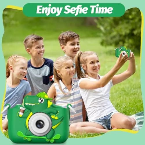 Goopow Kids Digital Camera Toy with Cartoon Cover & SD Card Included | 1080p Video, 8x Digital Zoom, Rechargeable Battery, for Ages 3-8 thumbnail 5