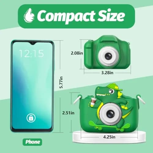 Goopow Kids Digital Camera Toy with Cartoon Cover & SD Card Included | 1080p Video, 8x Digital Zoom, Rechargeable Battery, for Ages 3-8 thumbnail 2