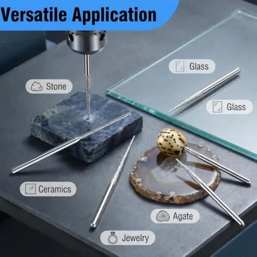 Luo ke 20 Pcs 1/8" Shank Diamond Cone Burr Set, 3mm Cone Shape Expanding Hole Drill Bits | For Stone, Glass, Ceramics, Jewelry thumbnail 5