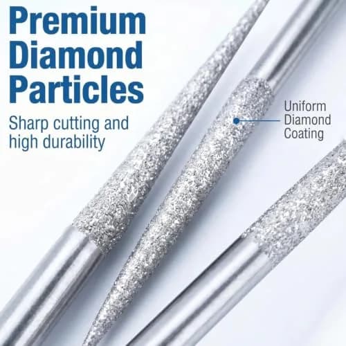 Luo ke 20 Pcs Diamond Mounted Bead Reamer 3.0mm Needle Shape | For Stone, Glass, Ceramics, Jewelry thumbnail 3