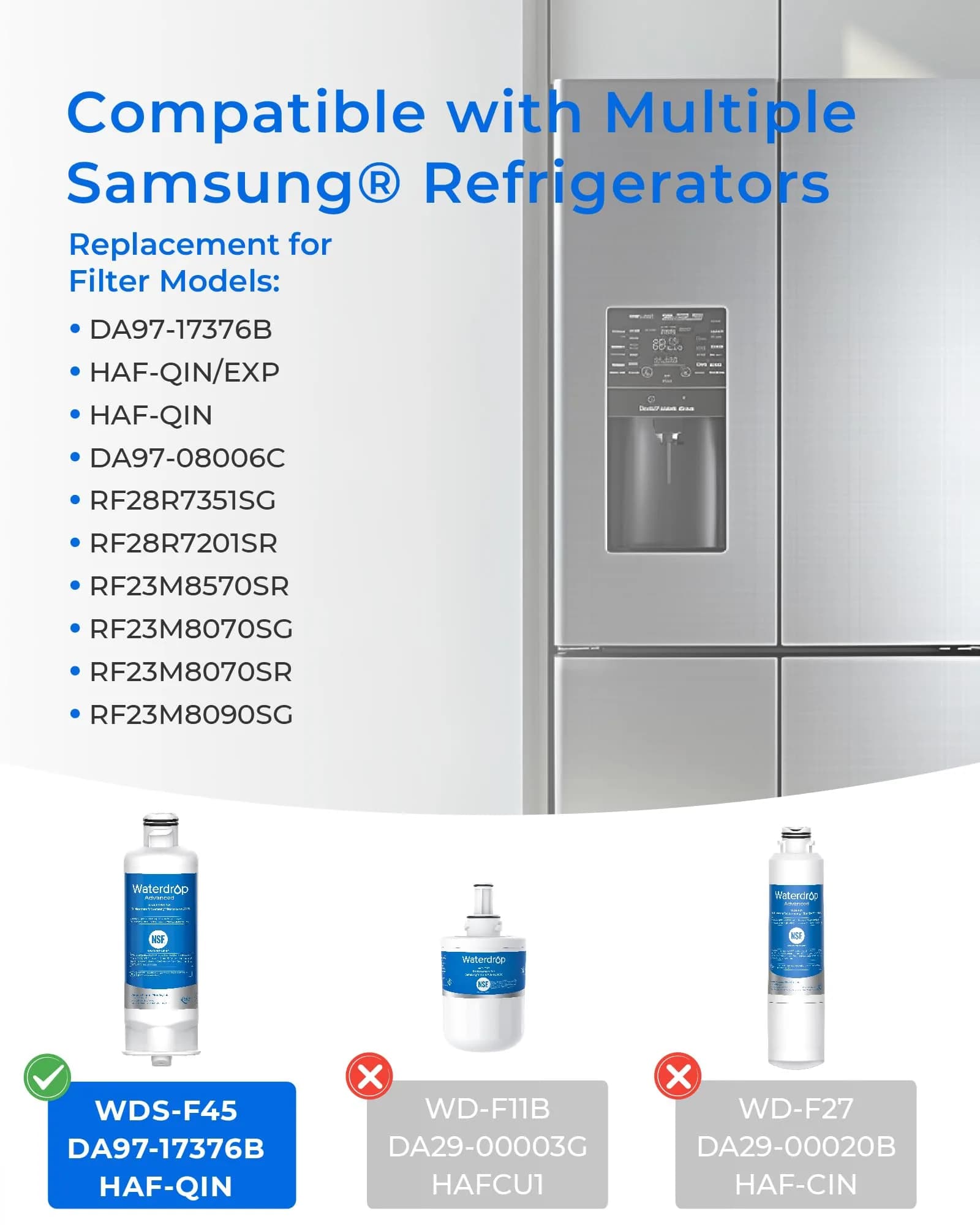 Waterdrop WDS-F45 Refrigerator Water Filter 4 Pack | NSF 53 & 42 Certified for Lead, Benzene, Mercury Reduction - view 2