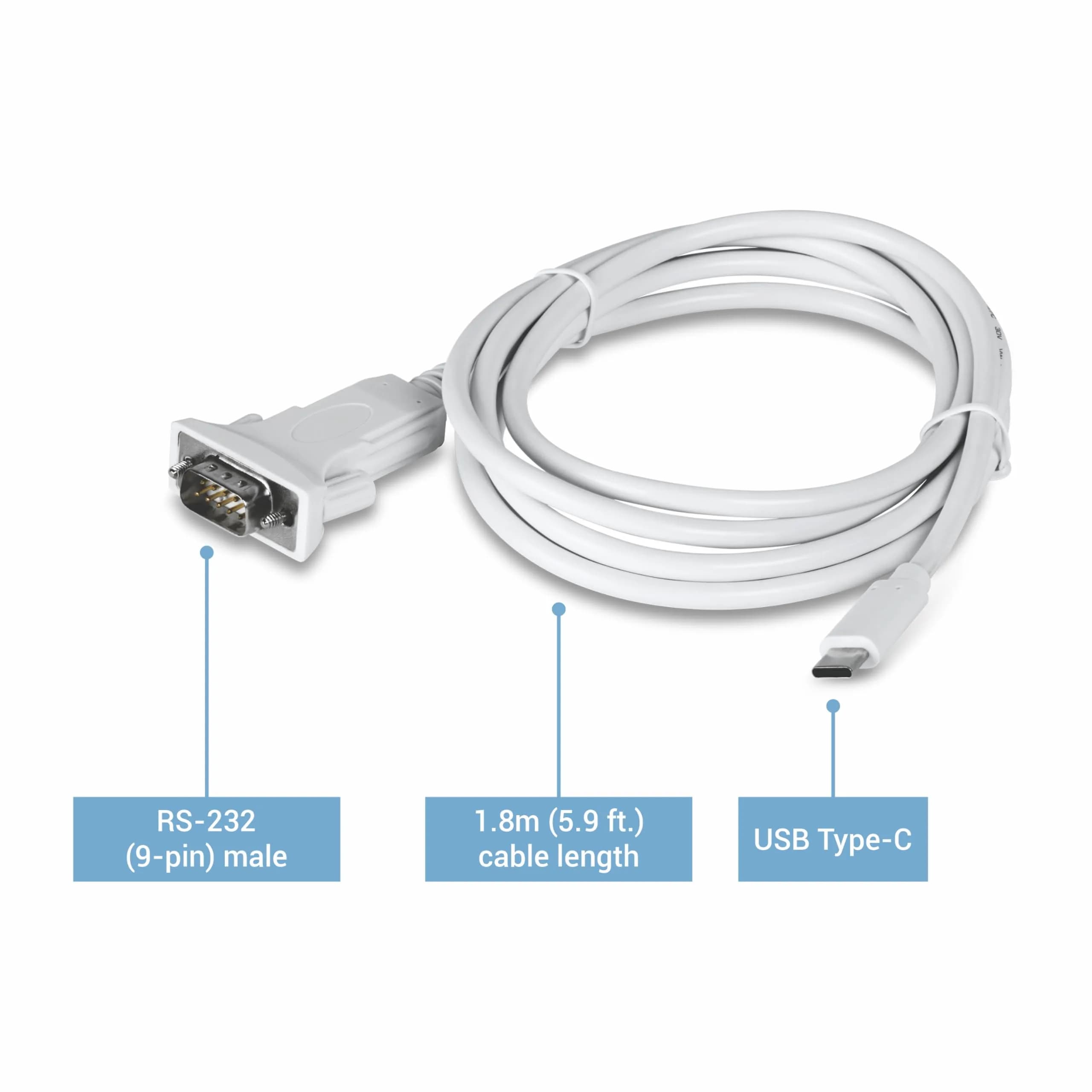 TRENDnet USB Type C to RS-232 DB9 Serial Adapter TUC-S9 1.8m (5.9 ft) | Connect Legacy Devices to Modern Laptops - view 5