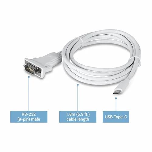 TRENDnet USB Type C to RS-232 DB9 Serial Adapter TUC-S9 1.8m (5.9 ft) | Connect Legacy Devices to Modern Laptops thumbnail 5